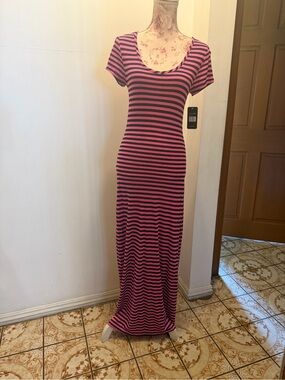 Just Love Pink and Black Striped Maxi Dress